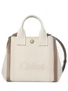 Chloé Petit Sac Cabas  Carry En Toile Femme Beige Taille Onesize 91% Coton, 6% Polyester, 3% Fibres T In White