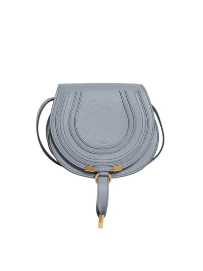 Chloé Black Leather Saddle Crossbody Bag For Women In Blue