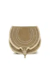 Chloé Women Small Saddle Marcie Shoulder Bag In Suede And Shearling In White