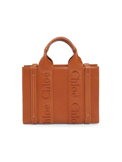 Chloé Women's Small Woody Leather Tote In Caramel