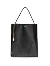 Chloé Large Leather Shopping Bag With Metal Charm In Black