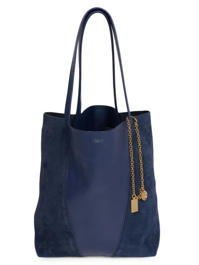 Chloé Women's Spin Leather & Suede Tote Bag In Blue