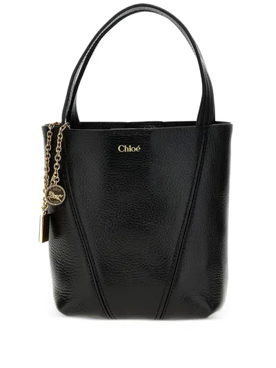 Chloé Women Spin Small Leather Tote Bag In Black