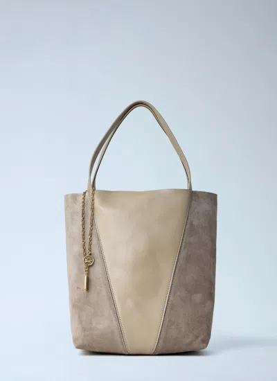 Chloé Women Spin Suede Tote Bag In White