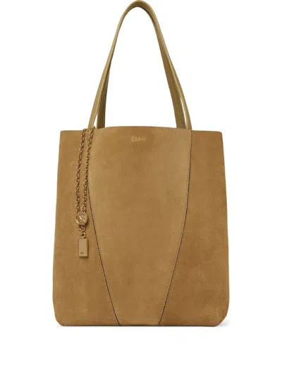 Chloé Women's Spin Tote Bag In Suede In Brown