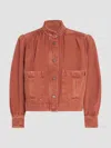 Chloé Logo Denim Jacket With Patch Pockets In Red