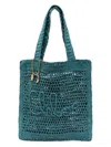 Chloé Teal Green Raffia Summer Banana Shoulder Bag