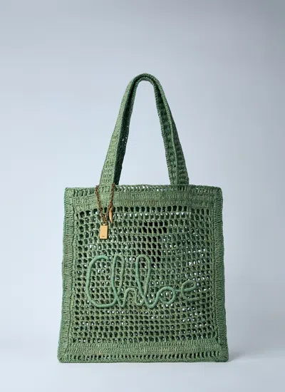 Chloé Women Summer Banana Tote Bag In Green