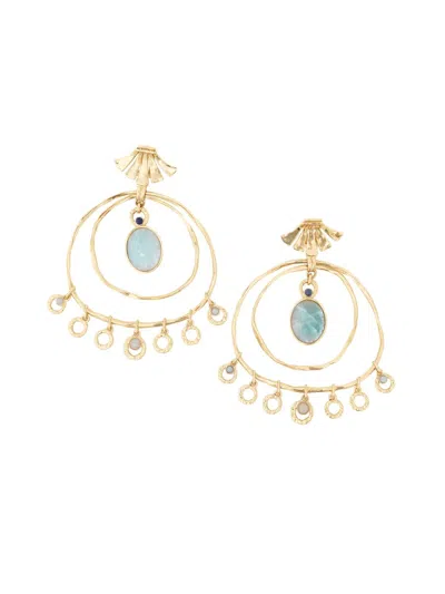 Chloé Women's Sunflower Goldtone, Sodalite & Amazonite Drop Earrings