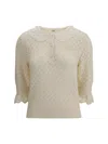 Chloé Pointelle Knit Sweaters And Cardigans White In Yellow