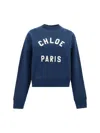 Chloé Cropped Round Neck Sweatshirt Clothing In Blue