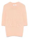 Chloé Alpaca Wool And Silk Knit Elbow-sleeve Logo Sweater Clothing