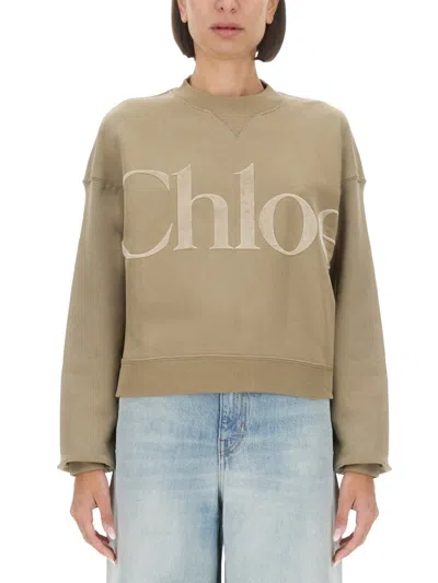Chloé Women Sweatshirt With Logo In Neutral