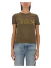 Chloé Logo Lettering T-shirt In Brown