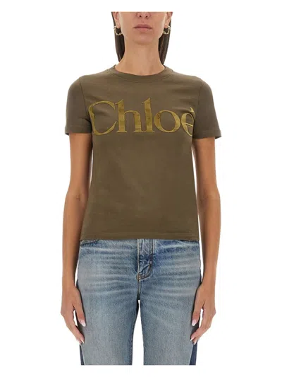 CHLOÉ WOMEN'S T-SHIRT WITH LOGO