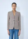 Chloé Women Tailored Check Wool Blazer In Blue