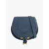 Chloé Marcie Mini Saddle Suede Crossbody Bag In Tapestry Blue