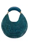Chloé Chloe Women Teal Green Raffia Banana Handbag In Blue