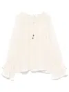 Chloé Cream White Loose Blouse With Drawstring In White