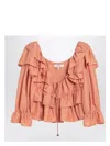 Chloé Top With Coral Colour Silk Bow In Pink