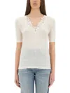 Chloé Women Top With Lace Neckline In White