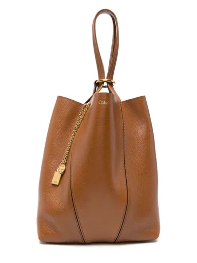Chloé Medium Spin Tote Bag In Claybrown