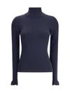 Chloé Chloè Wool And Cotton Turtleneck Pullover In Blue