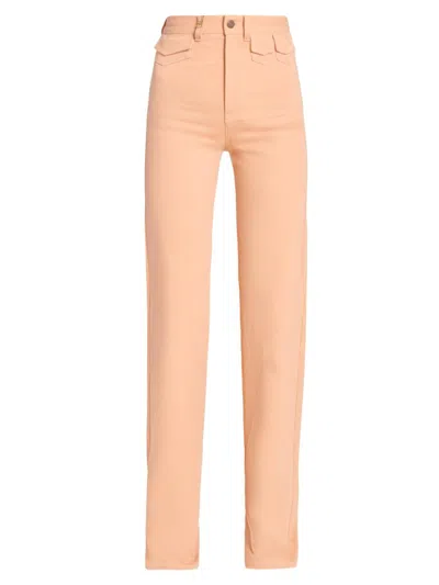 Chloé Women's Twill Cotton Slim-fit Pants In Brown