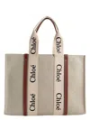 Chloé Women's Tote L White Canvas Brown Leather