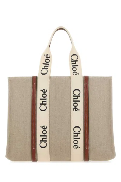 Chloé Chloe Women Two-tone Canvas Large Woody Shopping Bag In Multicolor