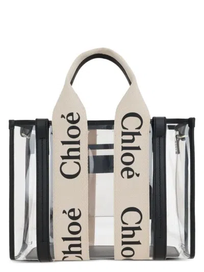 Chloé Women's Two-tone Rubber And Leather Small Woody Shopping Bag | Ch25us397p65 Color 101