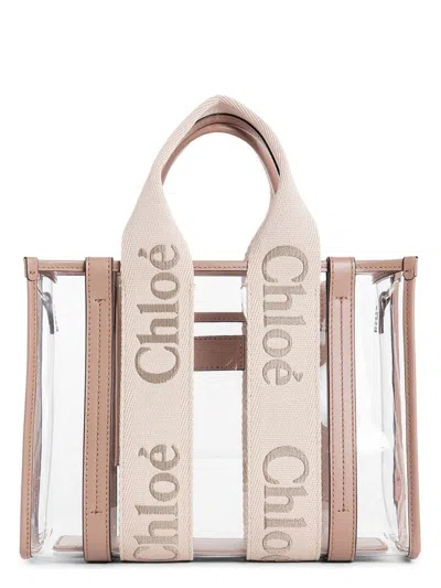 Chloé Women's Two-tone Rubber And Leather Small Woody Shopping Bag | Ch25us397p70 Color 26y
