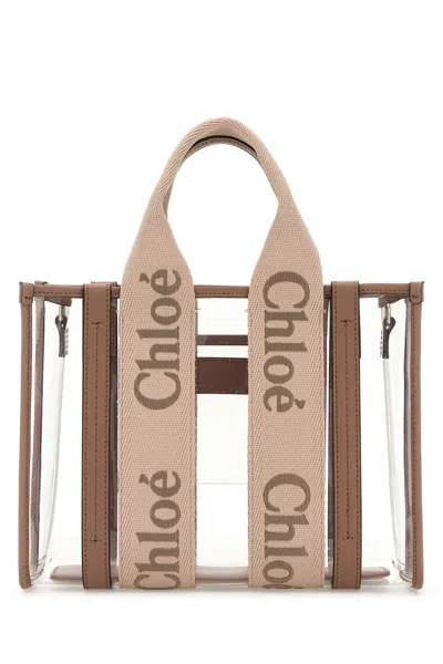 Chloé Chloe Women Two-tone Rubber And Leather Small Woody Shopping Bag In Multicolor