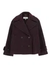 Chloé Women Violet Double-breasted Jacket With Wide Notched Revers And Dropped Shoulders In Wool Ble In Black