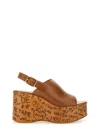 Chloé Women Maxime Wedge Sandals In Brown