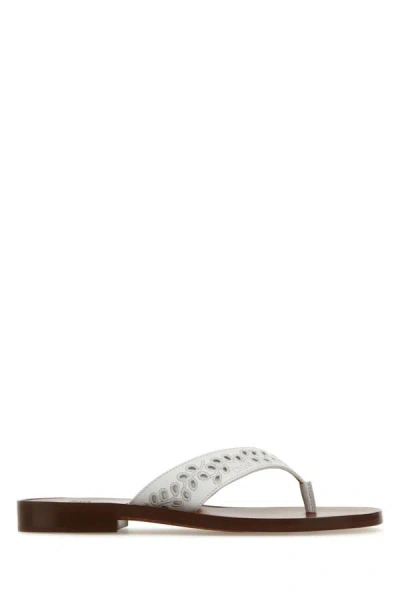 Chloé Chloe Women White Leather Paz Chloe X Eres Thong Slippers