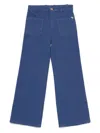 Chloé High Waist Wide Leg Trousers With Belt Loops In Deepblue