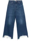 Chloé Cropped Distressed High-rise Wide-leg Jeans In Blue