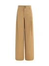 Chloé High-rise Wide-leg Pants In Cotton Canvas In Brown