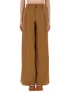 Chloé High-rise Wide Leg Cotton Canvas Pants In Brown