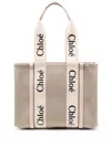 Chloé Women's Woody Canvas Medium Tote Bag In White