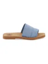 Chloé Woody Embroidered Logo Flat Sandals In Washedblue
