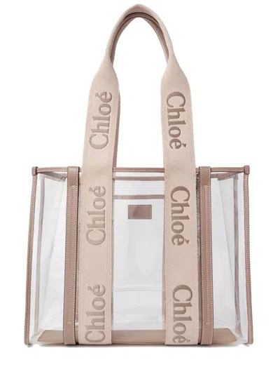 Chloé Women Woody Jelly Tote Bag In Cream