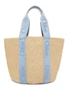 CHLOÉ WOMEN'S WOODY LEATHER-TRIMMED BASKET TOTE BAG