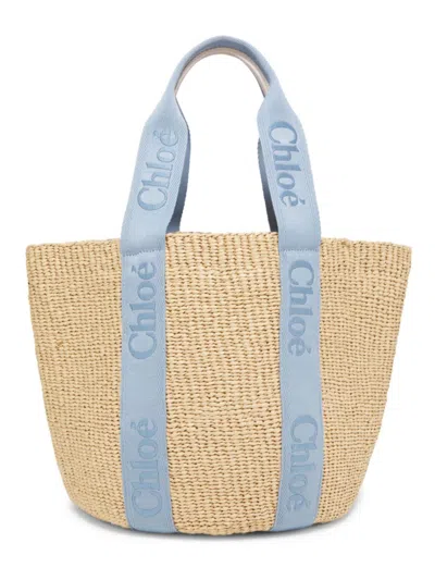 Chloé Women's Woody Leather-trimmed Basket Tote Bag In Neutral