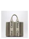 Chloé Woody Grey Linen And Leather Tote Bag