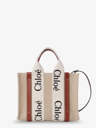 Chloé Chloe' Women Woody Linen And Leather Tote Bag In Multi