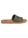 Chloé Women's Woody Linen Slides In Sweet Khaki