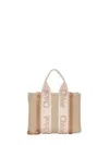 Chloé Women Woody Linen Small Tote Bag By Chloè<br/> In Multi