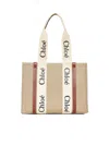 Chloé Women Woody Linen Tote Bag Chloè
